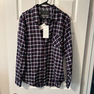 JACHS Long Sleeve Flannel Check Shirt, Men's Size Medium cotton white type Vintage Second Hand
